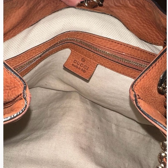 GUCCI Soho Chain Nubuck Orange Leather Tote - Picture 6 of 15